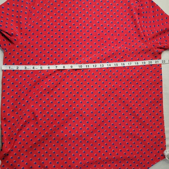 Gap Blouse Red Blue Polka Dot Lightweight Flowy Polyester Long Sleeve Boatneck L - Picture 10 of 13